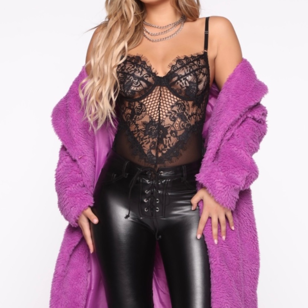 Violet fuzzy coat